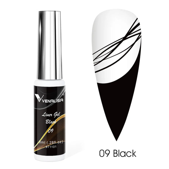 Liner Gel VENALISA 8 ml para decoración de uñas – Trazos finos y precisos