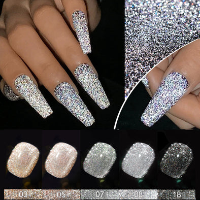 CANNI 7.3ml Reflective Nail Gel Polish Sparkling Glitter Colors (plastic bottle)